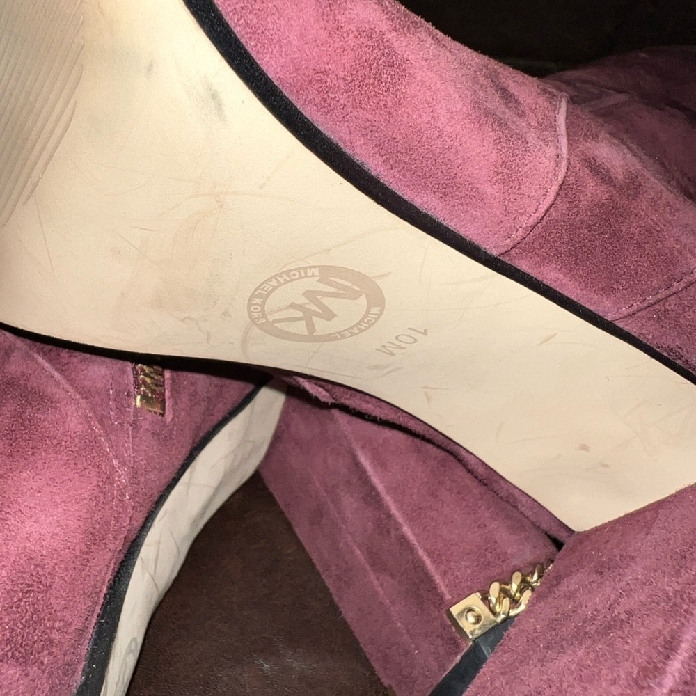 Michael Kors Burgundy Suede Booties Size 10 - Picture 3 of 7